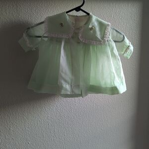 Mint Green Kids Top with Lace Trim